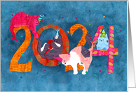 2024 New Year Cats in Hats card