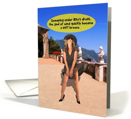 God of Wind Stiff Breeze Sexy Adult Humor Birthday Card for Her card