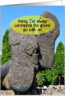 Worship Ground You Walk On Funny Anniversary Card for him card