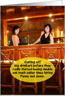 Twin Barmaids Big Drinkers Seeing Double Funny Divorce Card