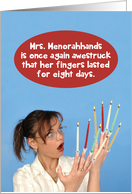 Jewish Humor Mrs. Menorah Hands 8 Days Funny Chanukah Card