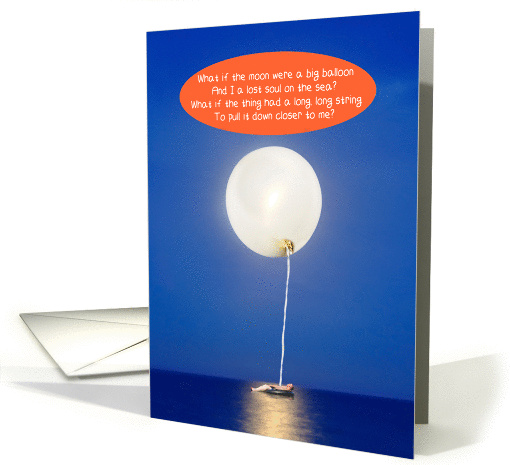Moon Balloon Man in Inner Tube on Ocean Friendship card (1303812)