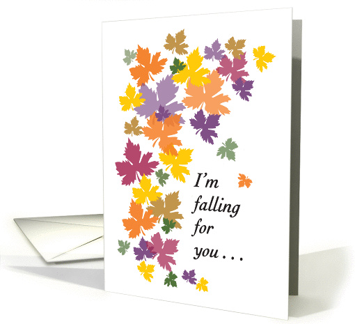 Falling for you with colorful falling leaves card (1240546)