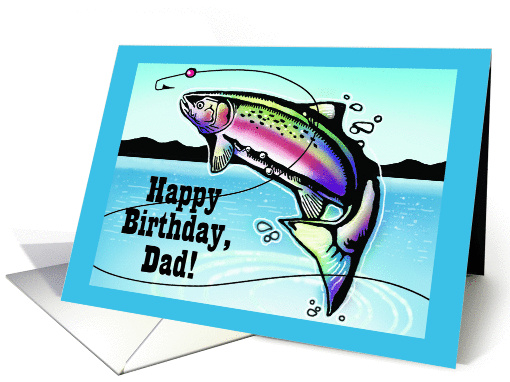 Jumping Rainbow Trout Happy Birthday for Dad card (1273052)