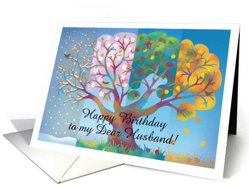 Happy Birthday Husband Seasons in Tree. Can Customize and... (1300196)