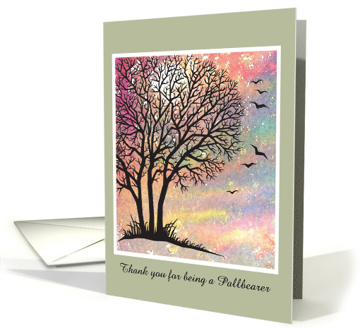 Thank you to Pallbearer with Tree and Sunset. card (1316948)