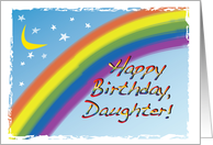 Rainbow, Lesbian, crescent moon, stars, Happy Birthday, Daughter, card