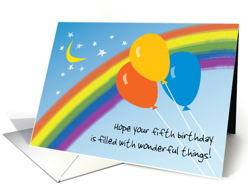 Fifth Birthday with Balloons Rainbow Moon and Stars card (1444062)