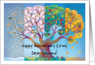 Happy Anniversary Dear Husband Tree in Four Seasons card