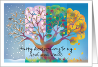 Happy Anniversary Aunt and Uncle Tree in Four Seasons card