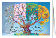 Happy Anniversary Sister and Brother-in-Law Tree in Four Seasons card