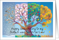 Happy Anniversary Brother and Sister-in-Law Tree in Four Seasons card