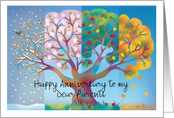 Happy Anniversary To Parents Tree in Four Seasons card