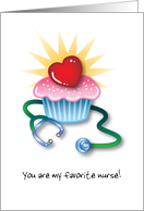 Nurses Practioner Week Heart Stethescope Sunburst Cupcake Thank you card