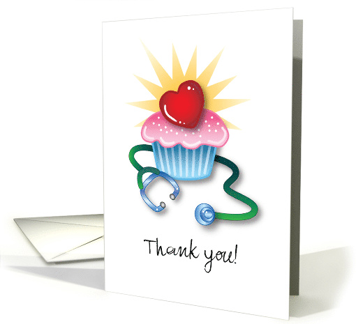 Doctor/Nurse Stethescope Sunburst Cupcake Thank you card (1470436)