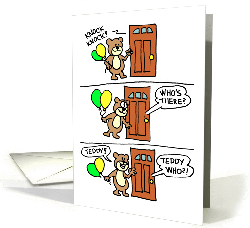 Knock Knock Teddy Birthday card (1259774)