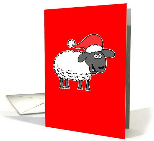 Fleece Navidad Cartoon Sheep With Santa Hat card (1547588)