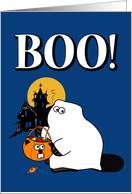 BOO! - Halloween Trick or Treat ghost beaver card