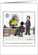 Funny Tech Support Cartoon Blank Any Occasion card