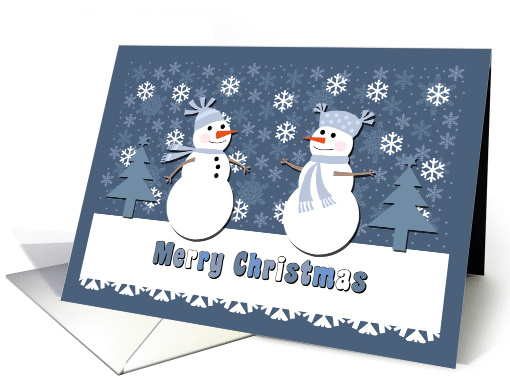 Cute Snowmen on a Winter's Night for Christmas card (1295374)