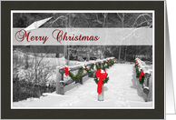 Outdoor Bridge with Christmas Decorations card