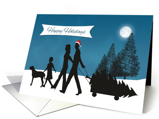 Family Cutting Christmas Tree card (1312524)