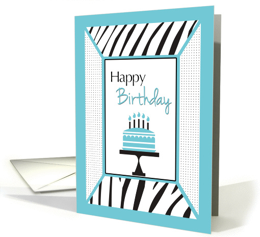 Light Blue, Black and White with Cake and Zebra Pattern card (1315300)