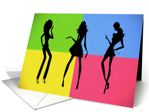 Silhouette Dancers in front of Blocks of Color Birthday card (1318136)