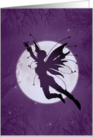 Silhouette Fairy Flying in Front of the Moon Birthday card