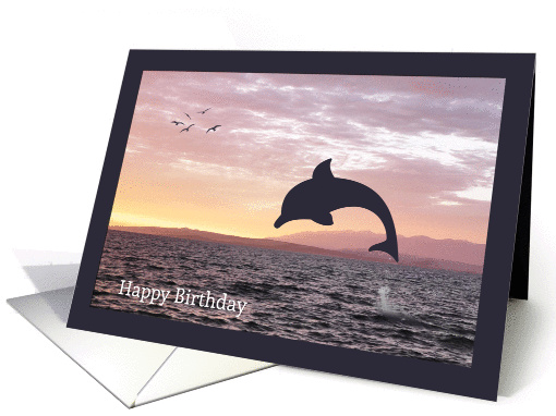 Silhouette Dolphin Leaping from the Ocean Birthday card (1322750)