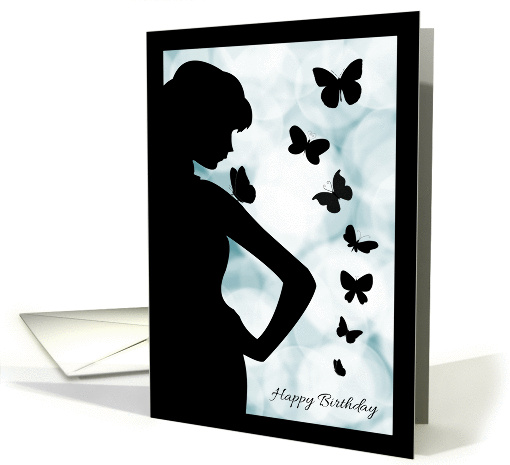 Beautiful Lady Silhouette with Butterflies Birthday card (1322754)