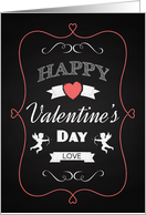 Chalk Heart and Cupid Retro Valentine Day card