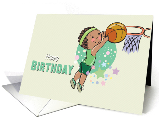 Adorable Boy Shooting Hoops Birthday card (1350608)