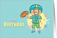 Cartoon Boy Throwing Football Birthday Card