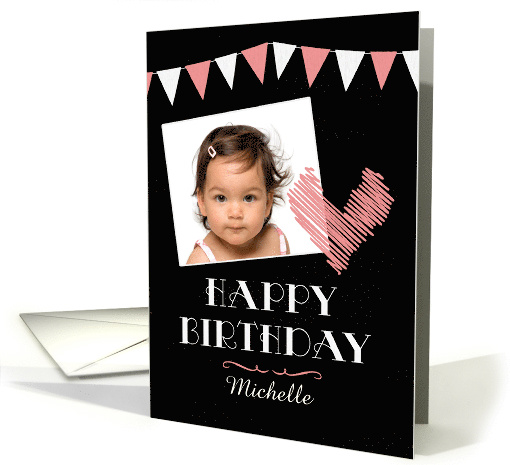 Photo Chalkboard with Heart Personalized Birthday card (1352310)