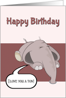 Laughing Cartoon Baby Elephant with Pop Art Style Background card