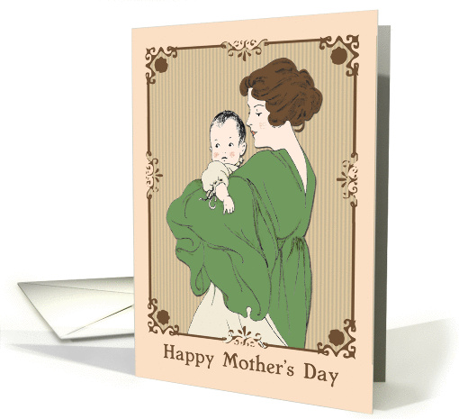 Retro Mother and Child Graphic with Ornate Frame card (1362672)
