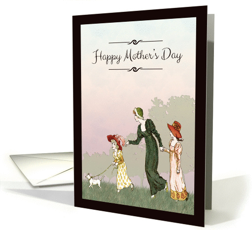 Mother with Daughters Illustration Happy Mothers Day card (1362932)
