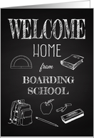 Welcome Home from Boarding School Retro Chalkboard card