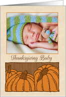 Custom Thanksgiving Baby Announcement with Pumpkins card