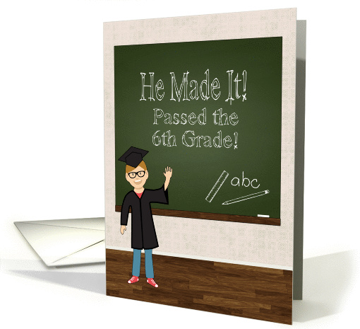 6th Grade Graduate with Cartoon Boy and Chalkboard card (1367514)
