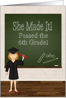6th Grade Girl Graduation Party Invitation with Cartoon Girl and Chalk card