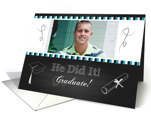 Retro For him Graduation Party Invitation with Custom Photo card