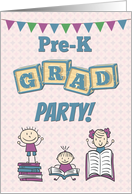 Invitation for a Pre-K Graduation Party with Cute Children and Alphabet Blocks card