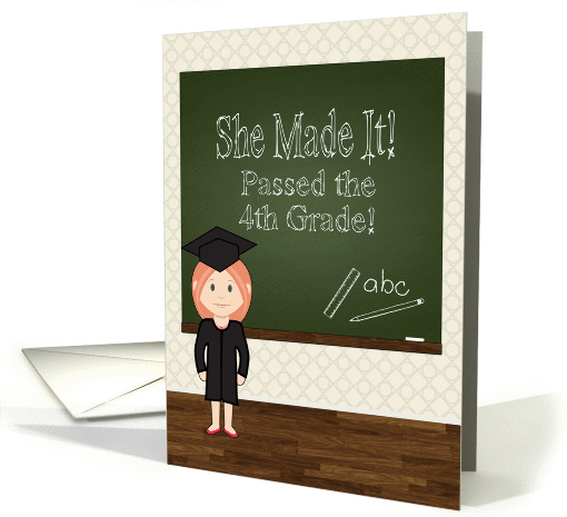 4th Grade Graduation Party Invitation for Girl with Chalkboard card