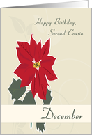 December Birth Flowers for Second Cousin Birthday card