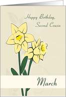 March Birth Flowers for Second Cousin Birthday card