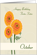 Orange Marigolds Birth Flower for Foster Sister Birthday card