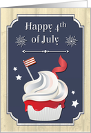 Cute Cupcake with Fireworks for 4th of July card