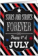 Retro Chalkboard Stars and Stripes Forever for 4th of July card